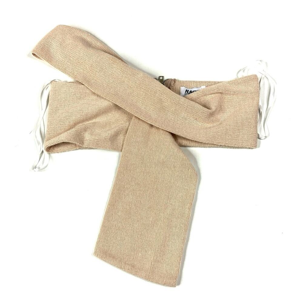 Princess Polly | Beige Champagne Shimmer Crop Top 2